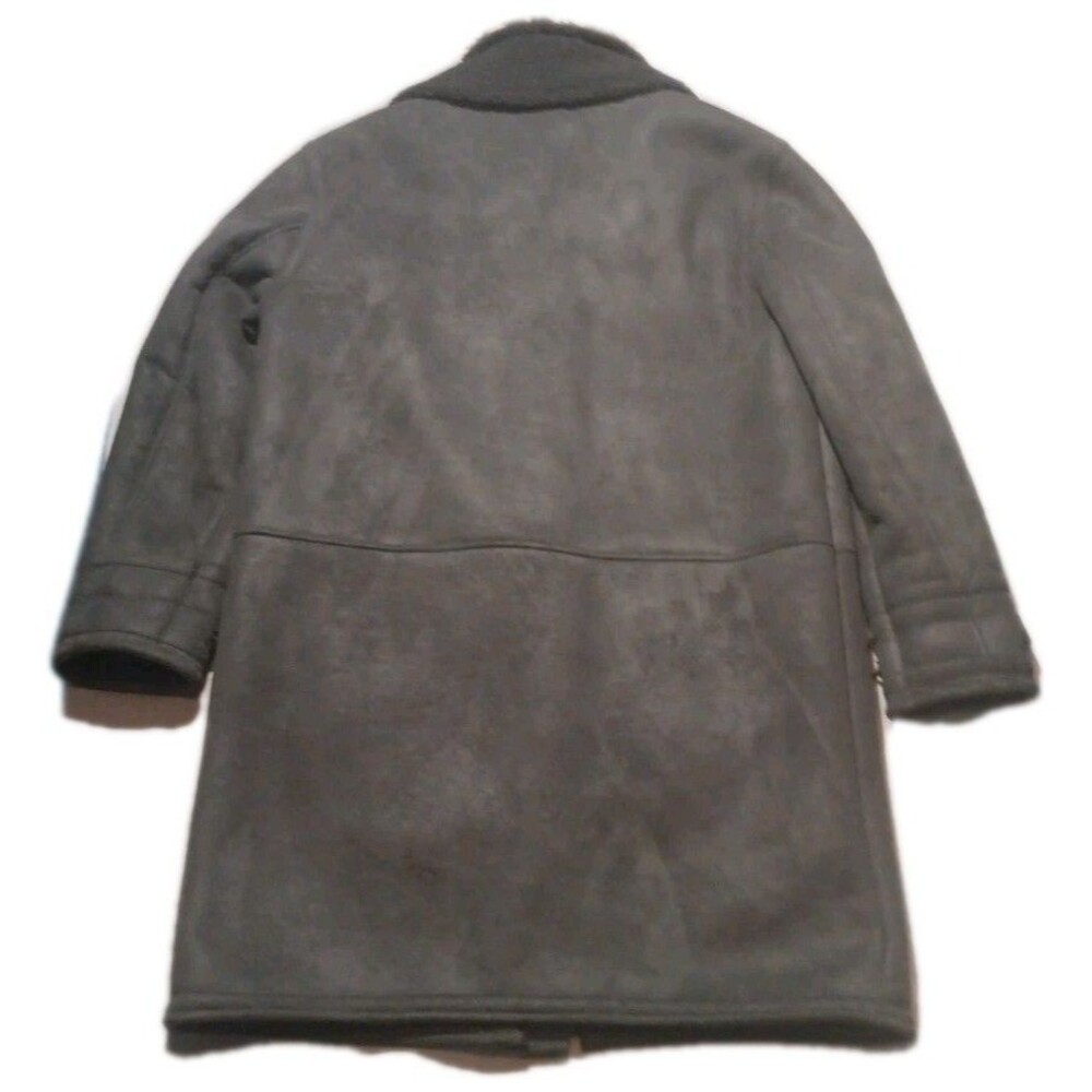 Topman Faux Suede Fleece Lined Long Coat Men's Large Gray - Picture 2 of 9